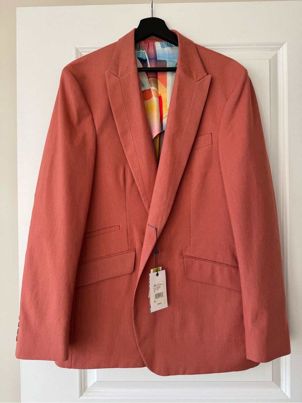 Robert Graham Coral Cotton Blazer Classic Fit Quilted Elbow Patches NWT 46